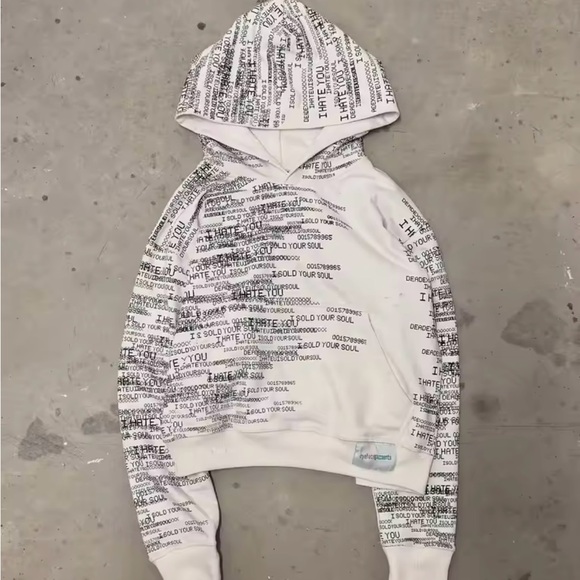eyehategarments While And Black Hoodie Pullover - Picture 1 of 3